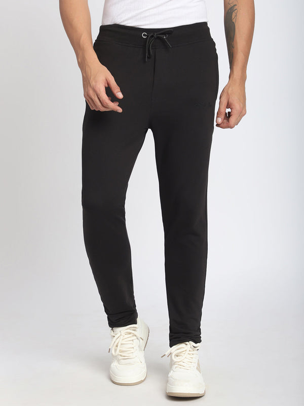 Stitch Hub Black Loop knit Track Pant for Men