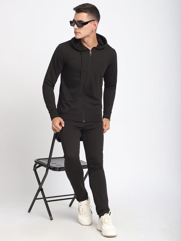 Stitch Hub Black Loop knit Track Pant for Men