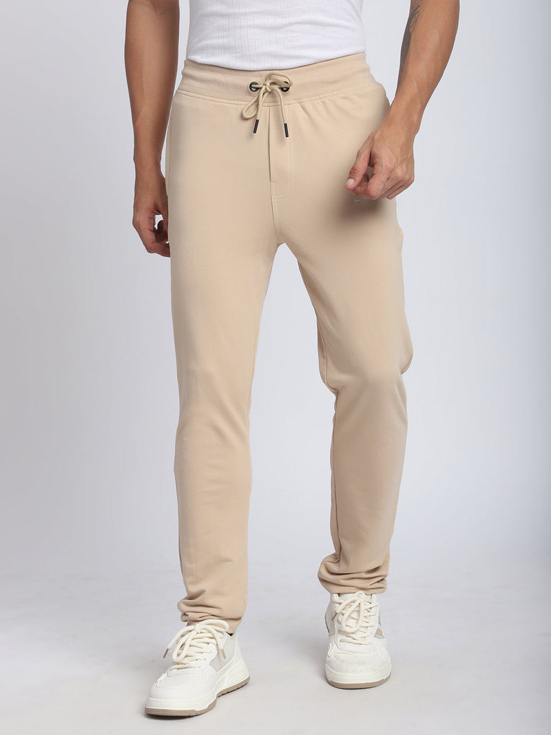 Stitch Hub Beige Loop knit Track Pant for Men