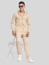 Stitch Hub Beige Loop knit Track Pant for Men