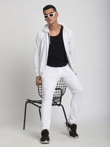 Stitch Hub White Loop knit Track Pant for Men