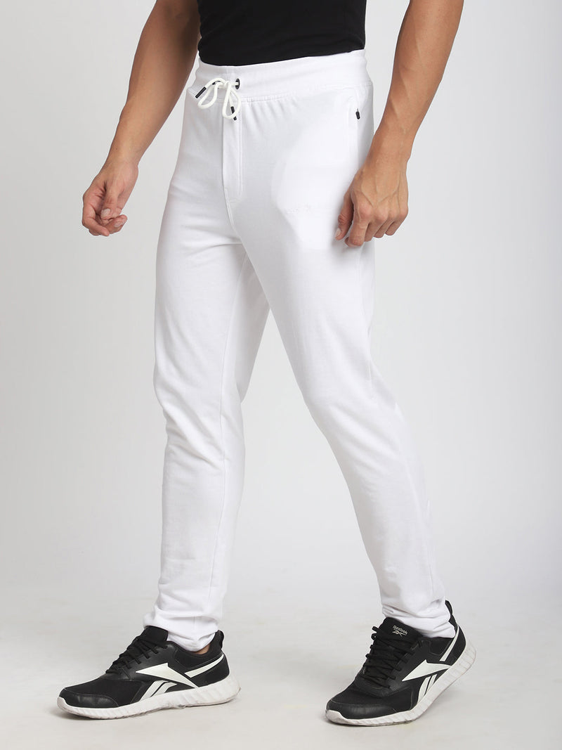 Stitch Hub White Loop knit Track Pant for Men