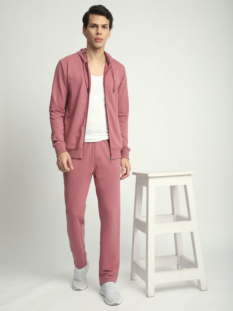 Stitch Hub Rose Pink Loop knit Track Pant for Men