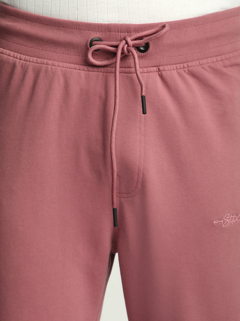 Stitch Hub Rose Pink Loop knit Track Pant for Men