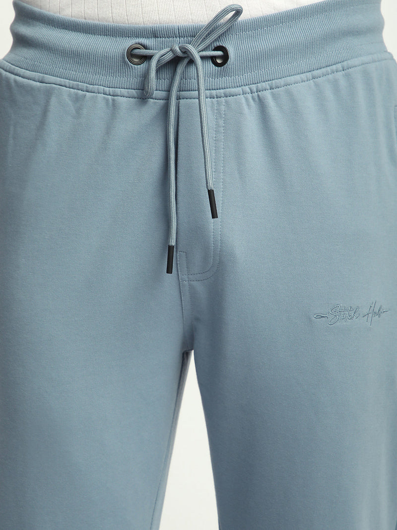 Stitch Hub Blue Loop knit Track Pant for Men