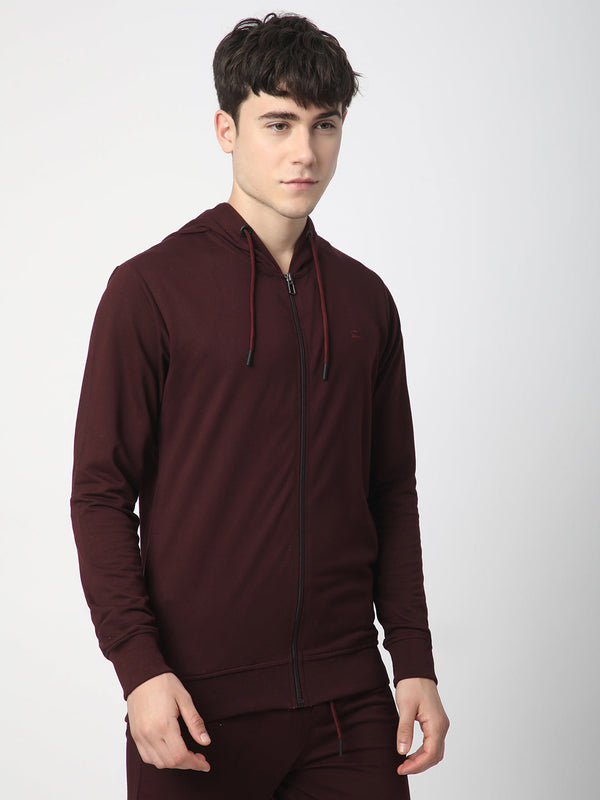 Stitch Hub Wine Loop knit Zipper Hoodie - Long Sleeve, Regular Fit