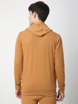 Stitch Hub Tan Loop knit Zipper Hoodie - Long Sleeve, Regular Fit