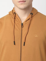 Stitch Hub Tan Loop knit Zipper Hoodie - Long Sleeve, Regular Fit