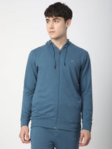 Stitch Hub Denim Loop knit Zipper Hoodie - Long Sleeve, Regular Fit