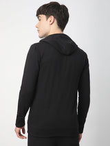 Stitch Hub Black Loop knit Zipper Hoodie - Long Sleeve, Regular Fit