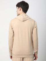 Stitch Hub Beige Loop knit Zipper Hoodie - Long Sleeve, Regular Fit