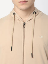 Stitch Hub Beige Loop knit Zipper Hoodie - Long Sleeve, Regular Fit