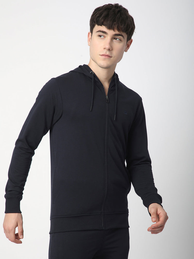 Stitch Hub Navy Loop knit Zipper Hoodie - Long Sleeve, Regular Fit