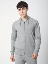 Stitch Hub Grey Loop knit Zipper Hoodie - Long Sleeve, Regular Fit