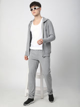 Stitch Hub Grey Loop knit Zipper Hoodie - Long Sleeve, Regular Fit