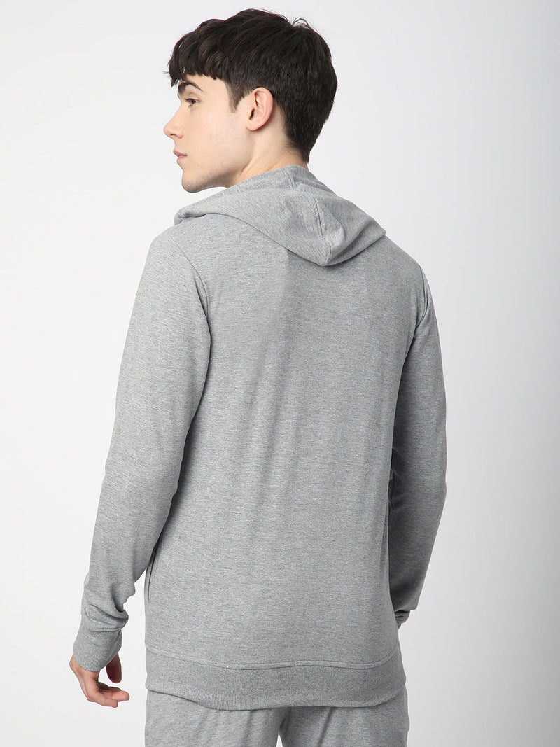 Stitch Hub Grey Loop knit Zipper Hoodie - Long Sleeve, Regular Fit