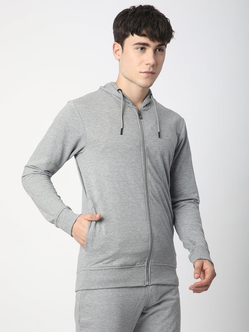 Stitch Hub Grey Loop knit Zipper Hoodie - Long Sleeve, Regular Fit