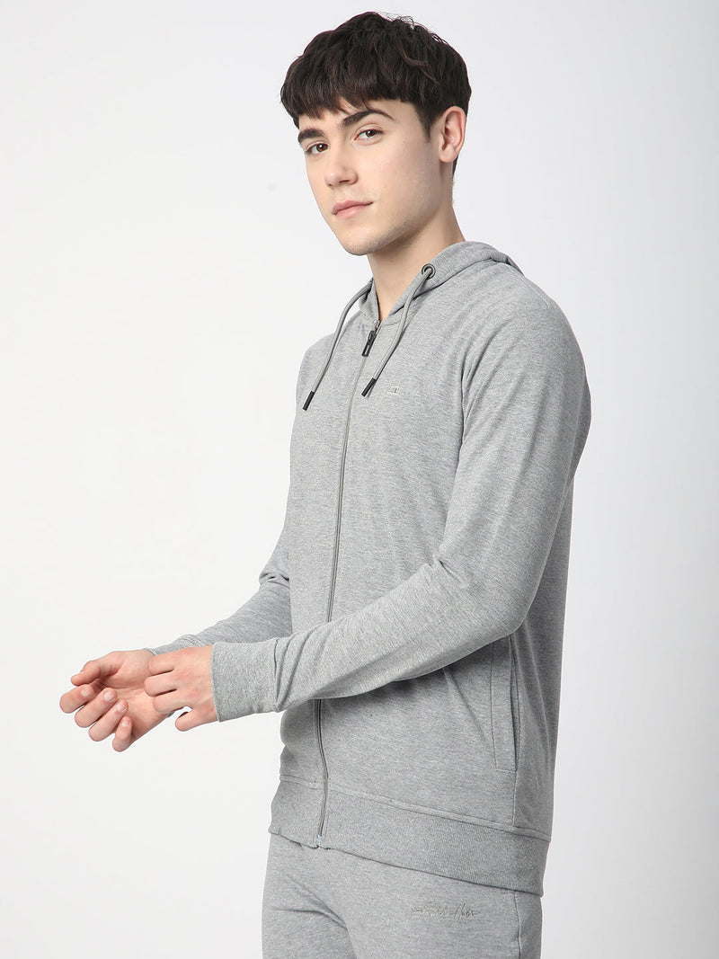 Stitch Hub Grey Loop knit Zipper Hoodie - Long Sleeve, Regular Fit