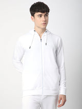 Stitch Hub White Loop knit Zipper Hoodie - Long Sleeve, Regular Fit