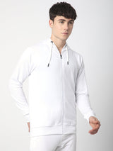 Stitch Hub White Loop knit Zipper Hoodie - Long Sleeve, Regular Fit