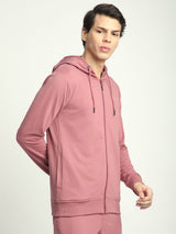 Stitch Hub Rose Pink Loop knit Zipper Hoodie - Long Sleeve, Regular Fit