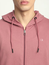 Stitch Hub Rose Pink Loop knit Zipper Hoodie - Long Sleeve, Regular Fit