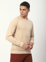 Stitch Hub Beige Loop Knit Sweatshirt For Men - Regular Fit With Solid Pattern