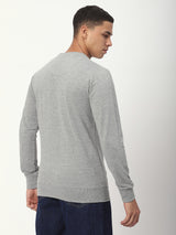 Stitch Hub Grey Loop Knit Sweatshirt For Men - Regular Fit With Solid Pattern