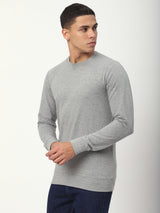 Stitch Hub Grey Loop Knit Sweatshirt For Men - Regular Fit With Solid Pattern