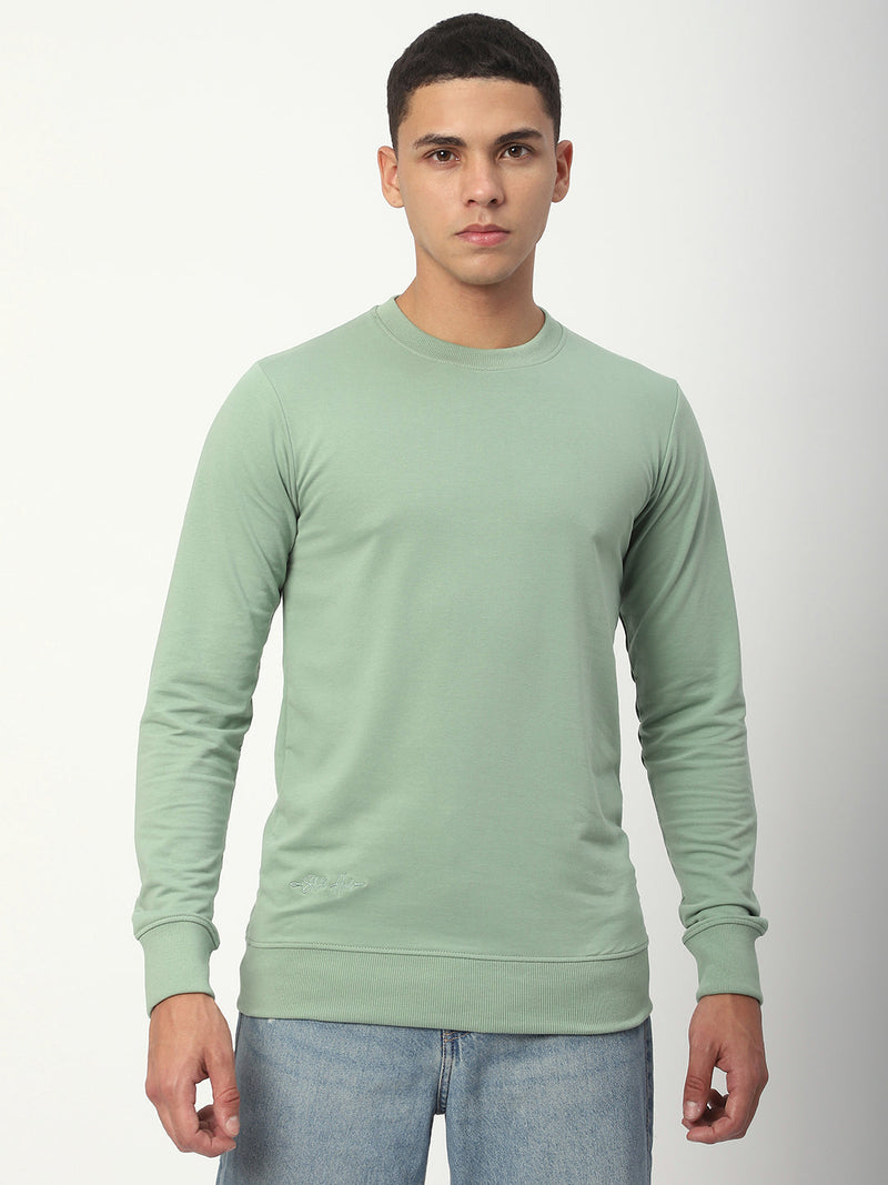 Stitch Hub Pista Loop Knit Sweatshirt For Men - Regular Fit With Solid Pattern