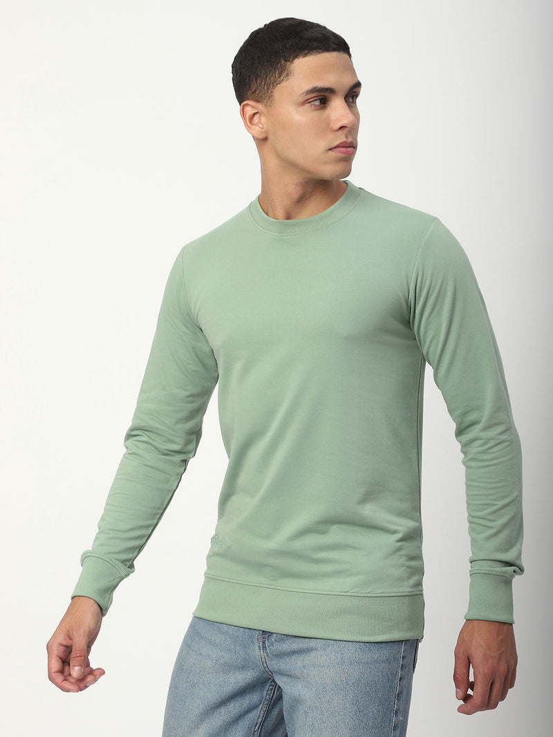 Stitch Hub Pista Loop Knit Sweatshirt For Men - Regular Fit With Solid Pattern