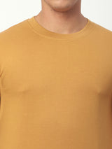 Stitch Hub Tan Loop Knit Sweatshirt For Men - Regular Fit With Solid Pattern