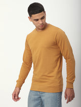 Stitch Hub Tan Loop Knit Sweatshirt For Men - Regular Fit With Solid Pattern