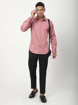 Stitch Hub Coral Pink Satin Lycra Shirts For Men- Regular Fit With Solid Pattern