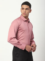 Stitch Hub Coral Pink Satin Lycra Shirts For Men- Regular Fit With Solid Pattern