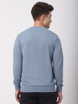 Stitch Hub Blue Loop Knit Sweatshirt For Men - Regular Fit With Solid Pattern