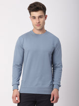 Stitch Hub Blue Loop Knit Sweatshirt For Men - Regular Fit With Solid Pattern