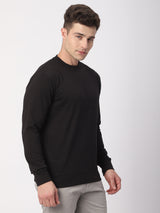 Stitch Hub Black Loop Knit Sweatshirt For Men - Regular Fit With Solid Pattern