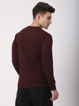 Stitch Hub Wine Loop Knit Sweatshirt For Men - Regular Fit With Solid Pattern