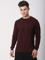 Stitch Hub Wine Loop Knit Sweatshirt For Men - Regular Fit With Solid Pattern