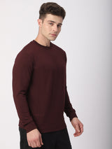 Stitch Hub Wine Loop Knit Sweatshirt For Men - Regular Fit With Solid Pattern