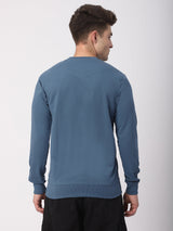 Stitch Hub Denim Loop Knit Sweatshirt For Men - Regular Fit With Solid Pattern