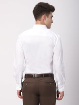 Stitch Hub White Satin Lycra Shirts For Men- Regular Fit With Solid Pattern