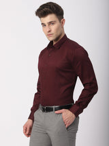 Stitch Hub Maroon Satin Lycra Shirts For Men- Regular Fit With Solid Pattern