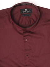 Stitch Hub Maroon Satin Lycra Shirts For Men- Regular Fit With Solid Pattern