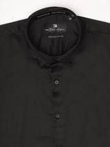 Stitch Hub Black Satin Lycra Shirts For Men- Regular Fit With Solid Pattern