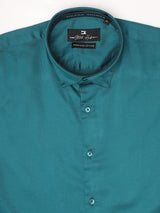 Stitch Hub Ocean Blue Satin Lycra Shirts For Men- Regular Fit With Solid Pattern