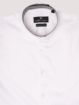 Stitch Hub White Satin Lycra Shirts For Men- Regular Fit With Solid Pattern