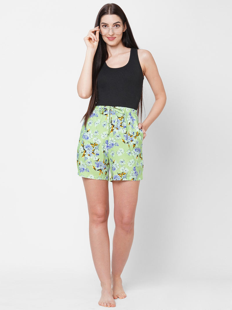 Urban Scottish Women Viscose Rayon Regular Floral Print Shorts